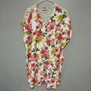 Bobbie Brooks Floral V-Neck Blouse with Lace Detail womens size 3X
